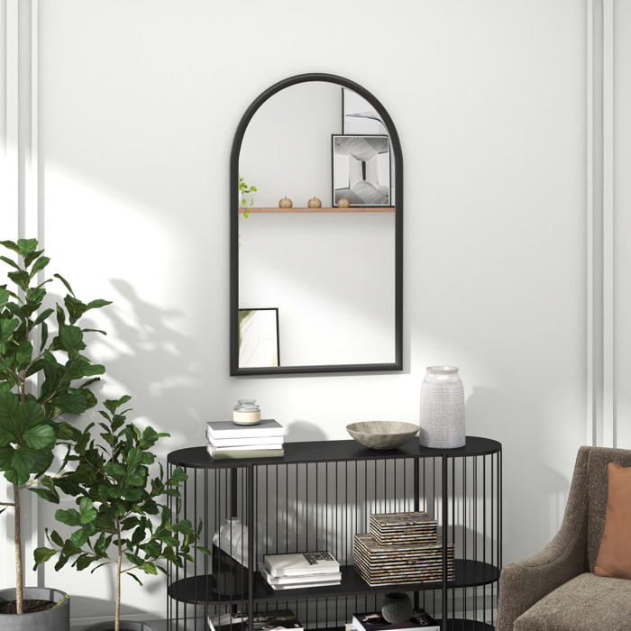 Miroir mural arche bois 110 x 65 cm noir