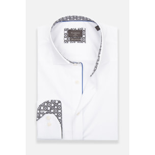 Camicia Uomo Kent Regular Fit Popeline Stretch Unito Bianco