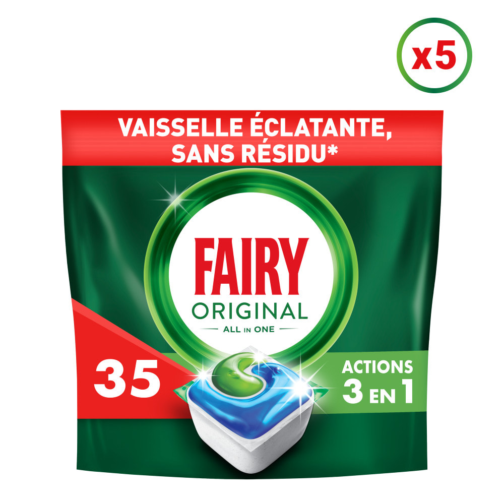 5x35 Capsules Tout-en-1 Original - Tablettes lave-vaisselle Fairy