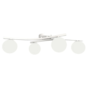 Lampada a sospensione Opus in acciaio bianco e vetro