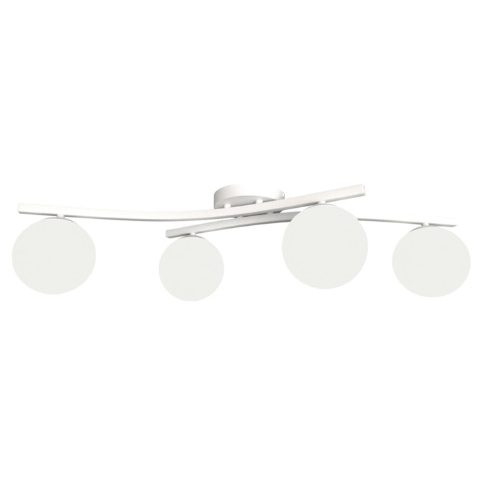 Lampada a sospensione Opus in acciaio bianco e vetro