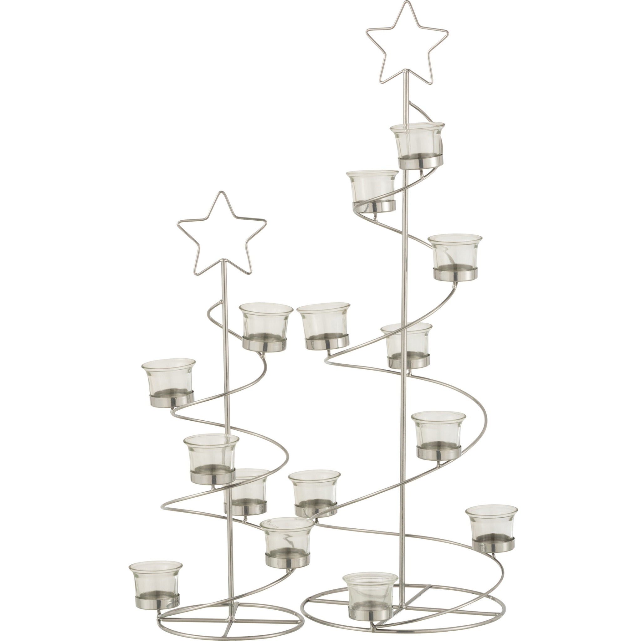 J-Line Photophore Arbre Spirale Metal/Verre Argent Large