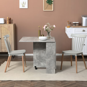 Mesa Plegable de Comedor Mesa de Cocina Plegable con Ruedas Alas Abatibles y Estantes Mesa Plegable para 4-6 Personas 75x140x74 cm Gris Cemento