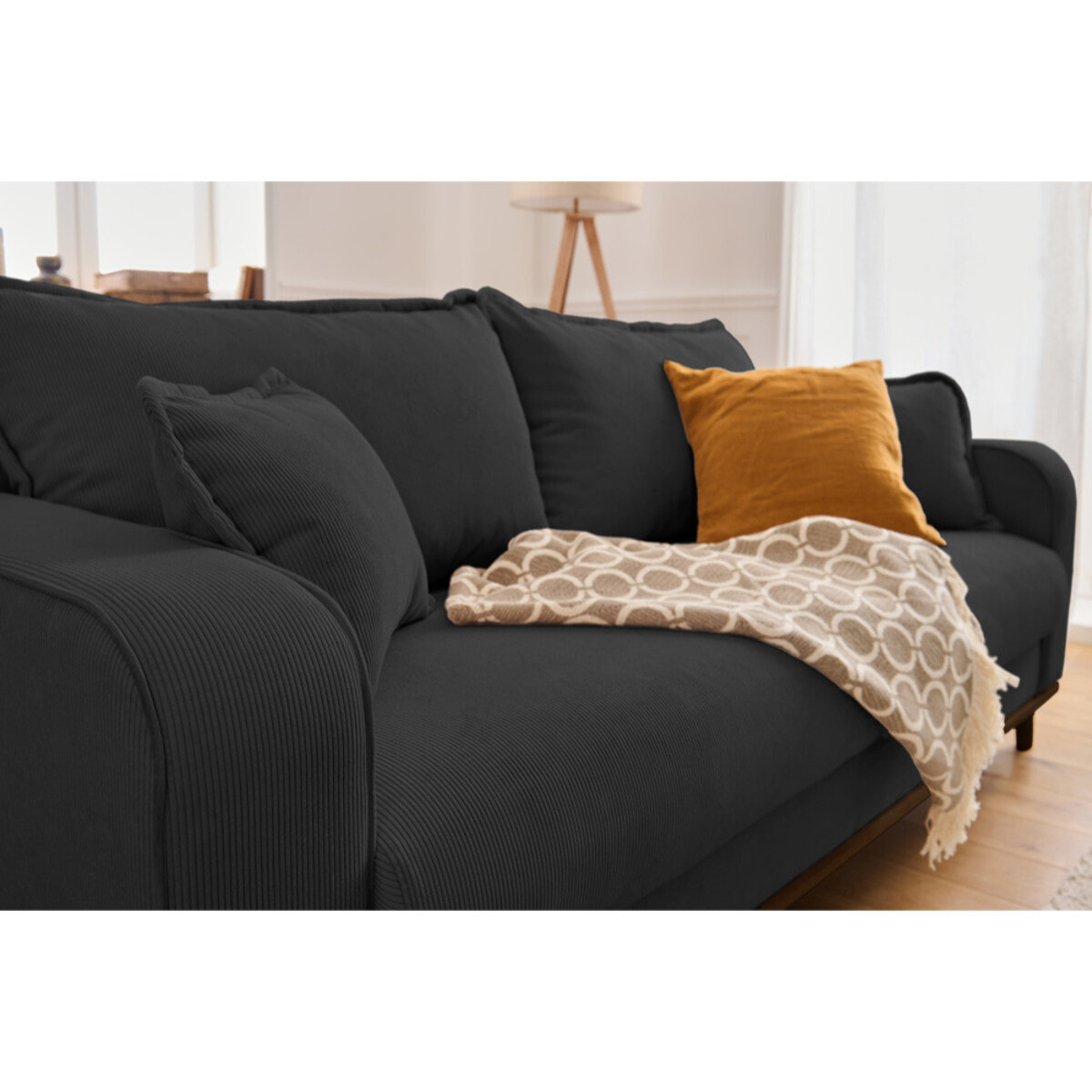 Albane - canapé 3 places - en velours côtelé - Gris foncé