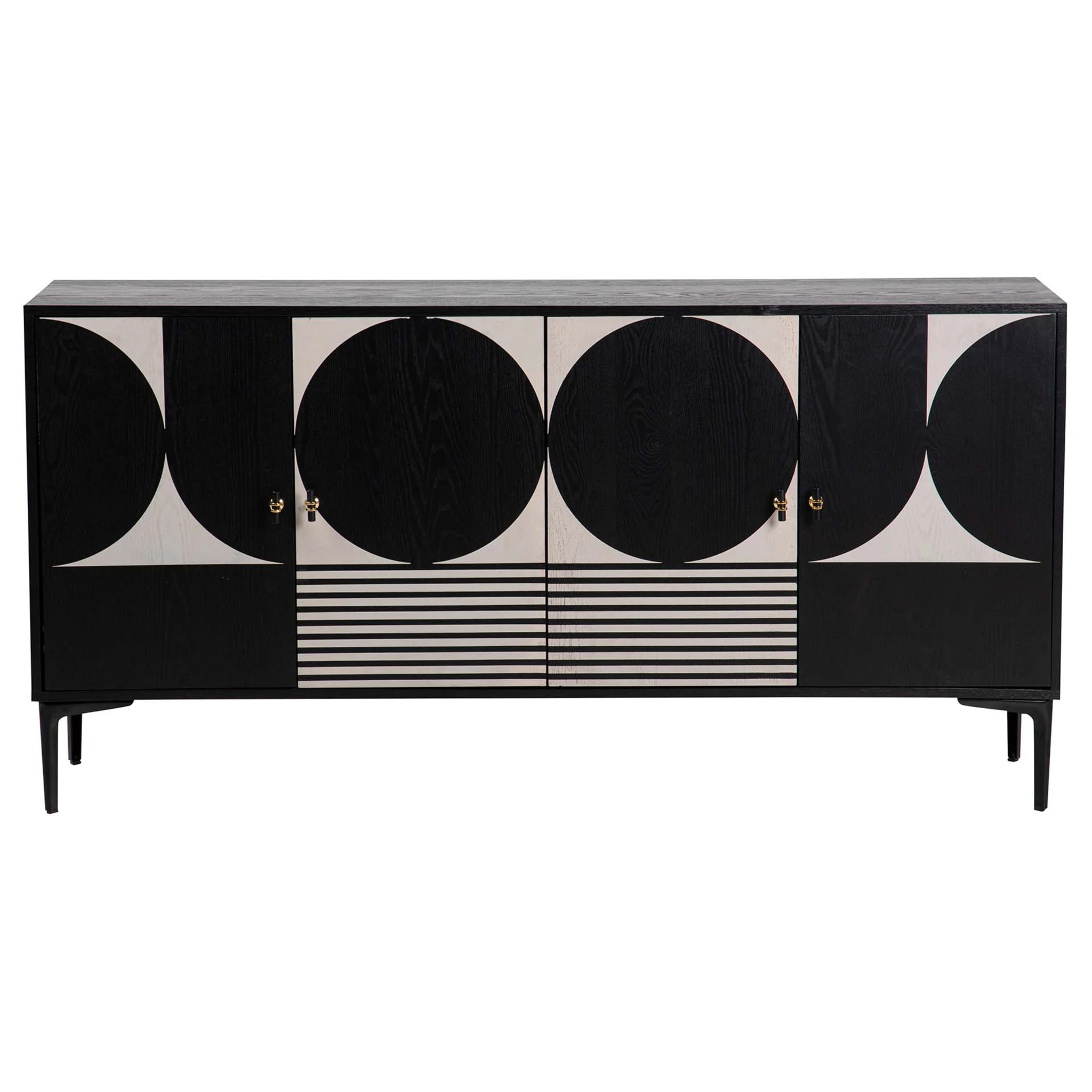 Aparador Mdf Metal Negro Blanco 160x40x80 Cm