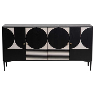 Aparador Mdf Metal Negro Blanco 160x40x80 Cm
