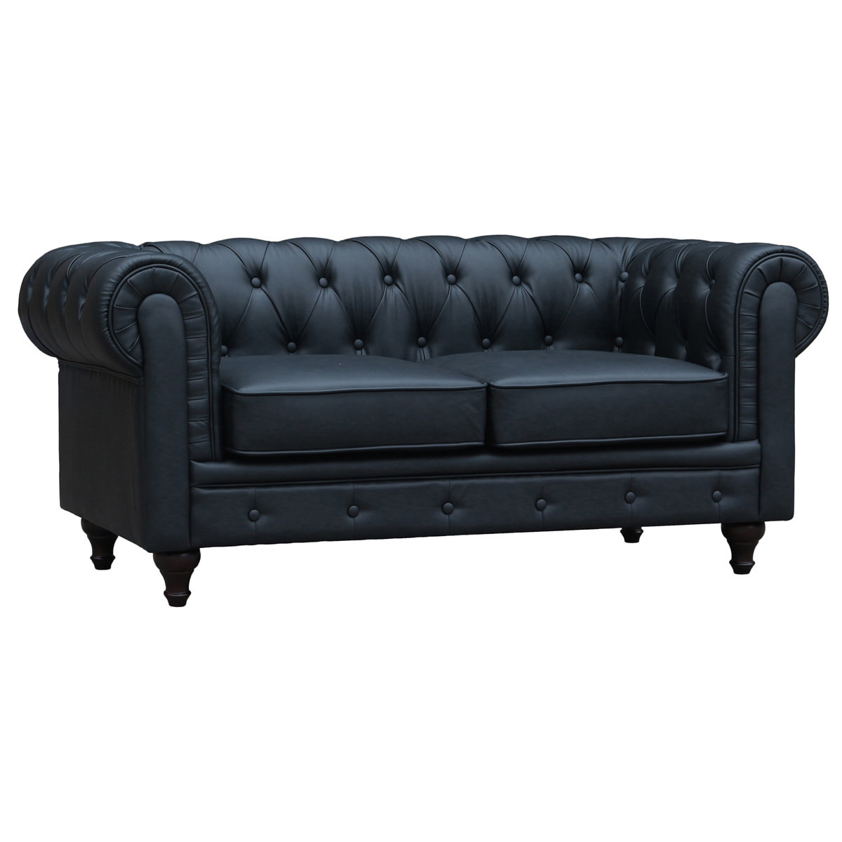 Canapé fixe Chesterfield "Aliza" - 157 x 82 x 70 cm - 2 places - Noir