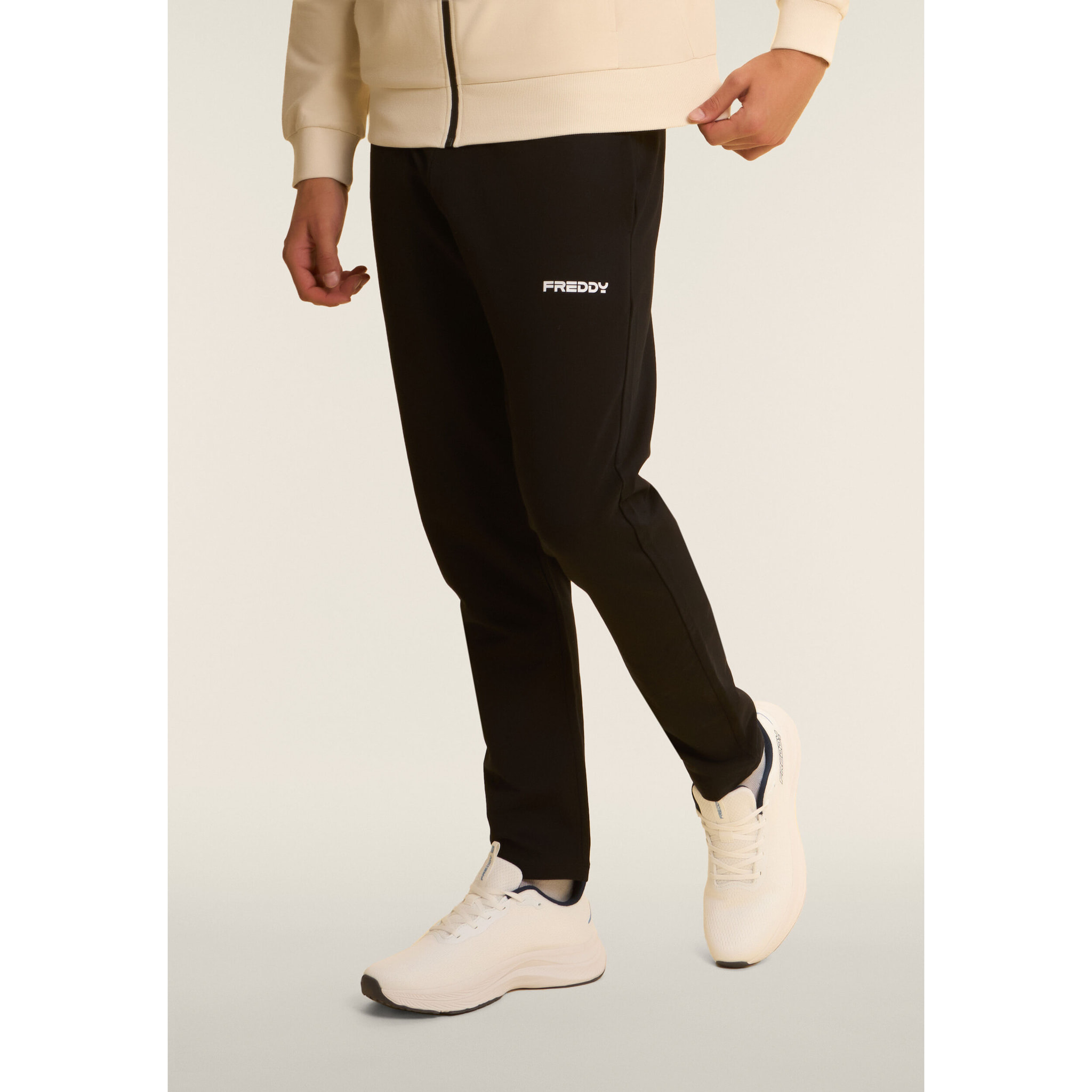 Tuta uomo in cotone Interlock con cappuccio e zip