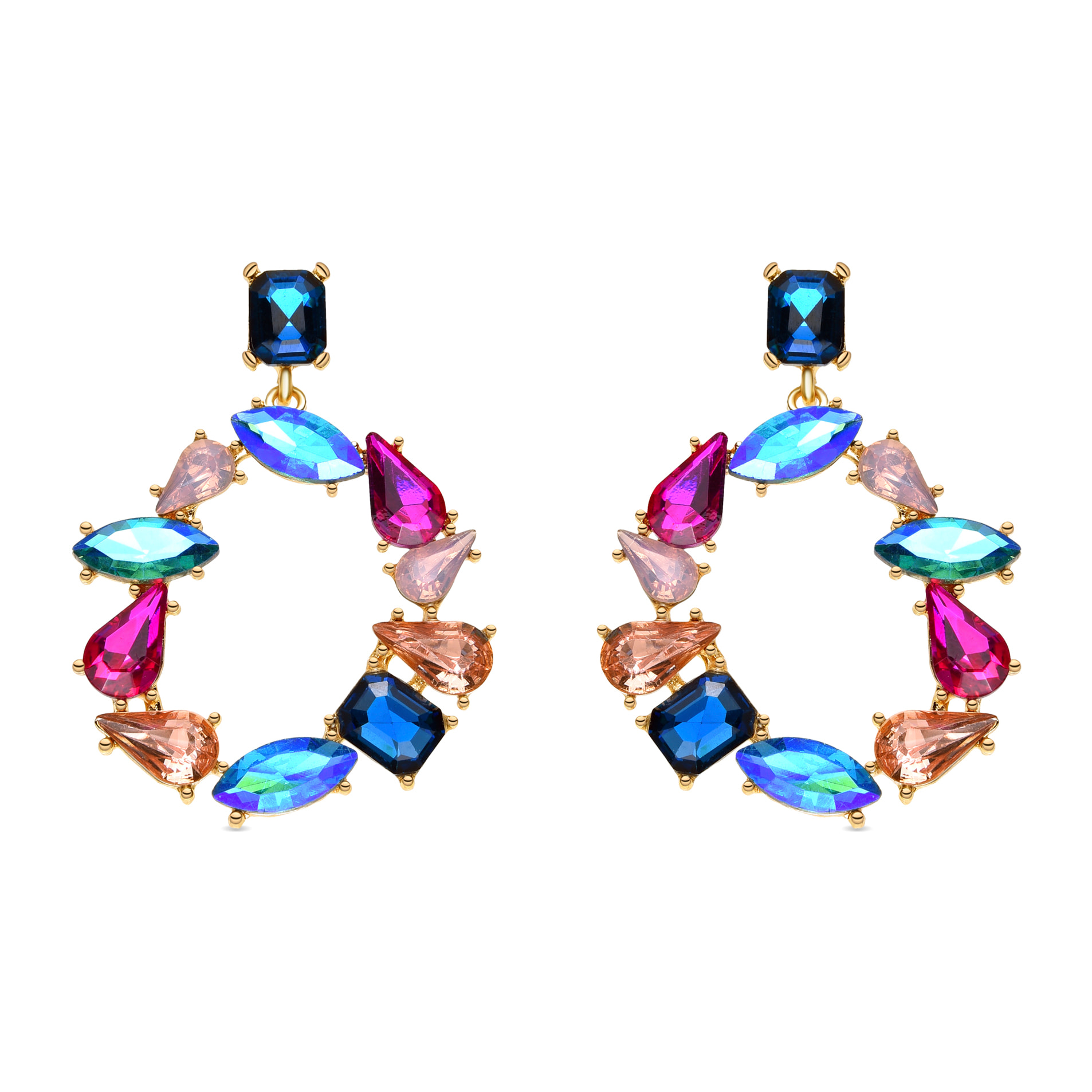 Pendientes de Lacado Blanco acabado en oro amarillo de 18k