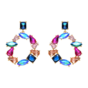 Pendientes de Lacado Blanco acabado en oro amarillo de 18k