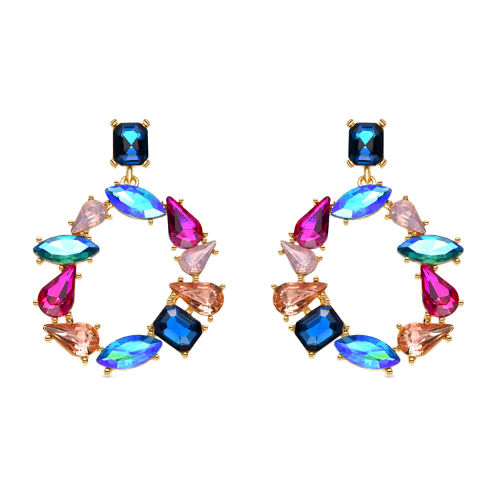 Pendientes de Lacado Blanco acabado en oro amarillo de 18k