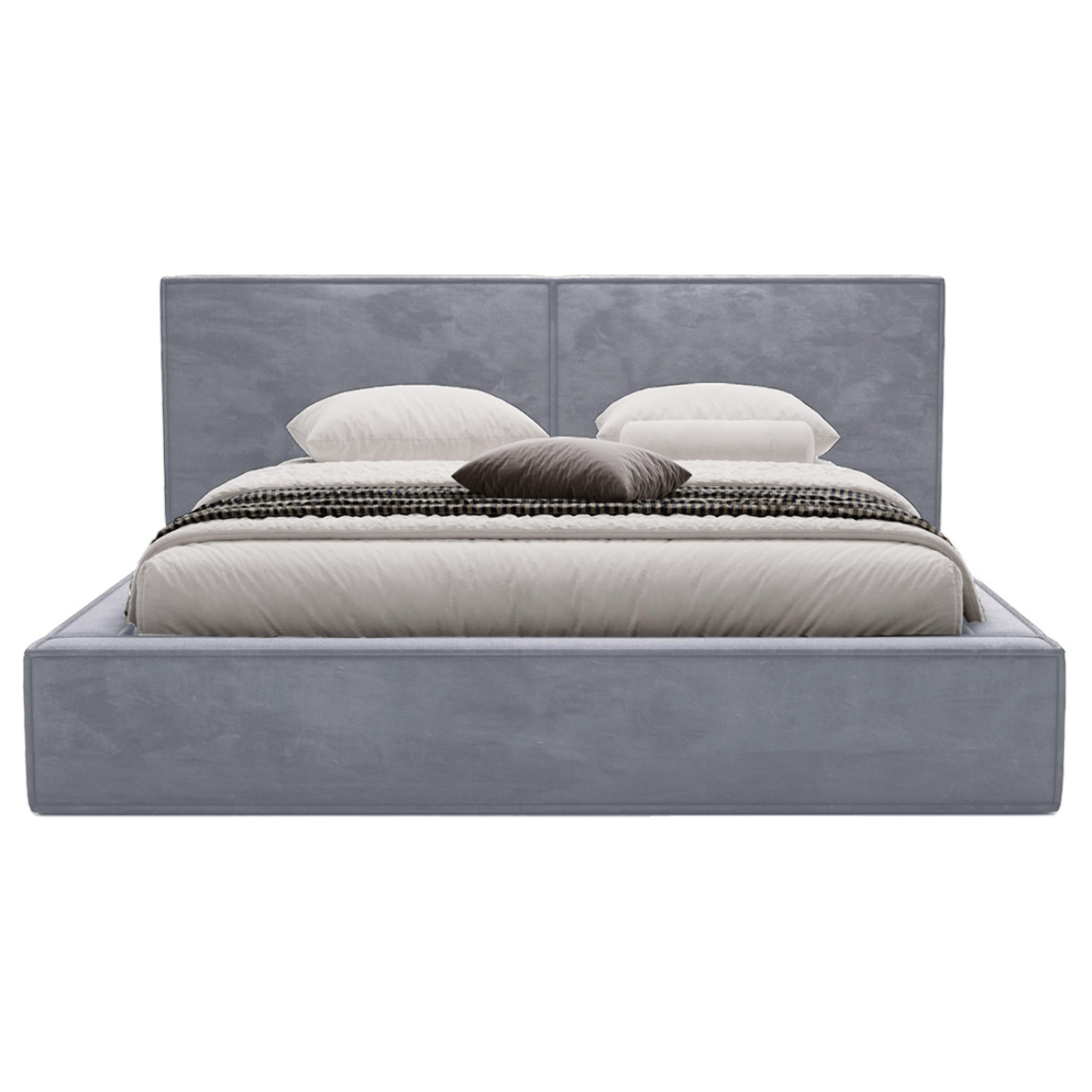 Eros - lit coffre - 140x200 cm - sommier inclus - en velours - Gris