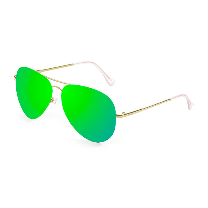 Gafas de sol OCEAN LONG BEACH - Nueva / De pc con montura dorada mate y lente plana revo verde diamante real
