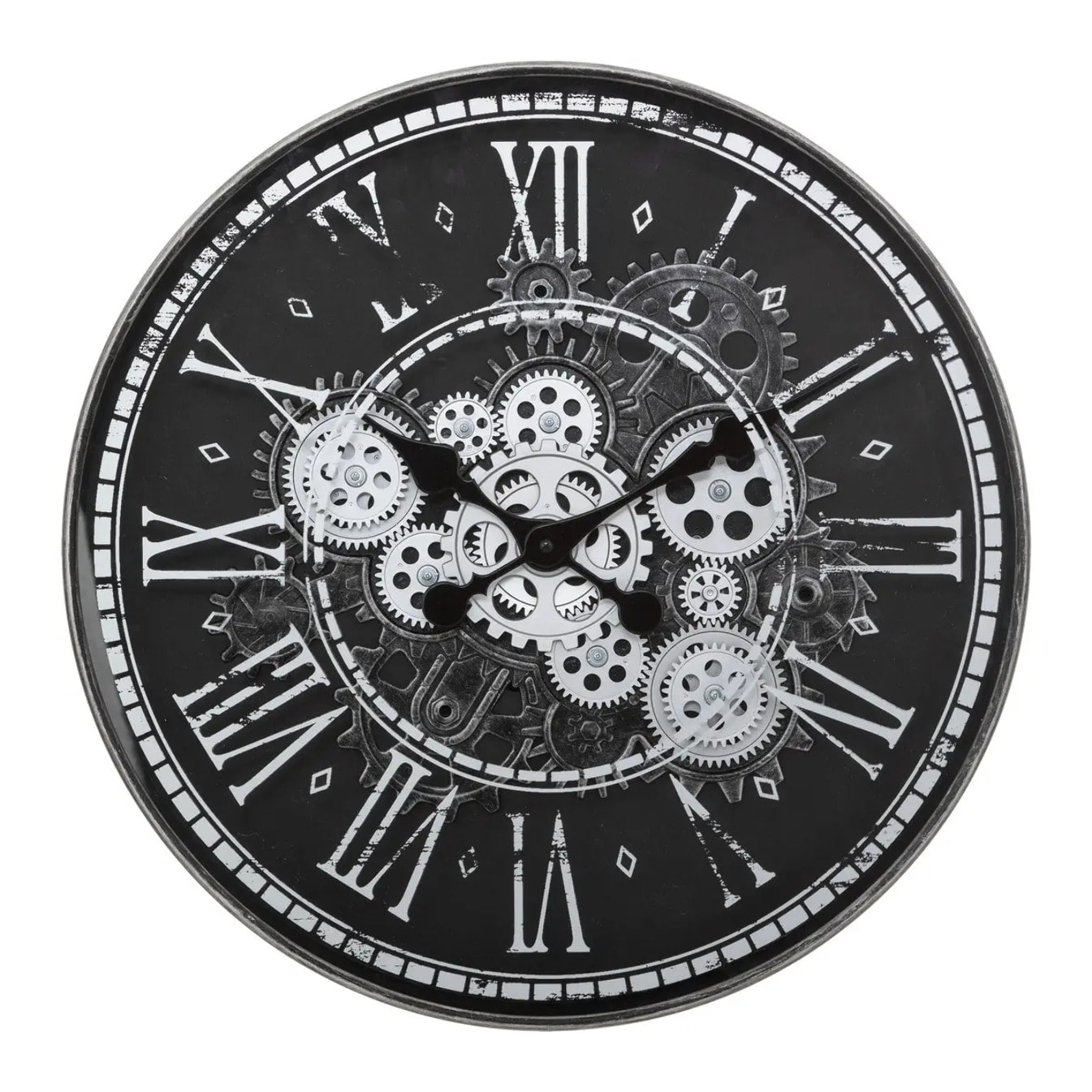 Horloge "Izia" - verre - noir et blanc - D51 cm