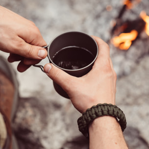 Lot de 2 mugs isothermes en inox à anse repliable mousqueton, GLAMPING