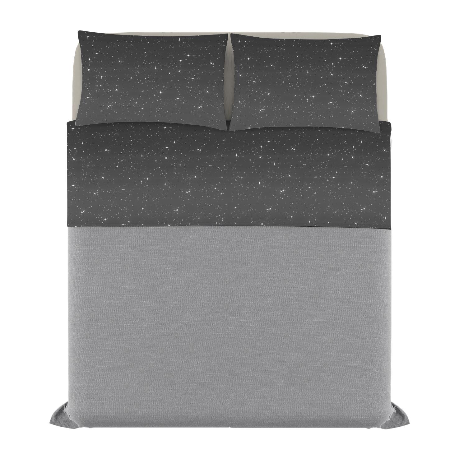 COMPLETO LETTO FASHION MADE IN ITALY MICROFIBRA- STARS GRIGIO MATRIMONIALE