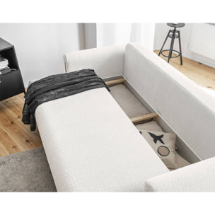Glendale - canapé droit 3 places - convertible avec coffre - en tissu bouclette - Beige