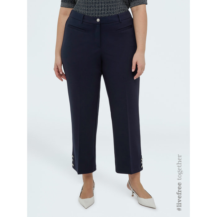 Fiorella Rubino - Pantalones cropped en tejido stretch - Azul