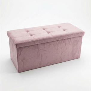 Pouf contenitore in velluto 76x34x34 cm, panca pieghevole con vano capiente, seduta imbottita trapuntata resistente fino a 150 kg, design elegante Double Velvet, salvaspazio ideale per camera soggiorno ingresso e fondo lett