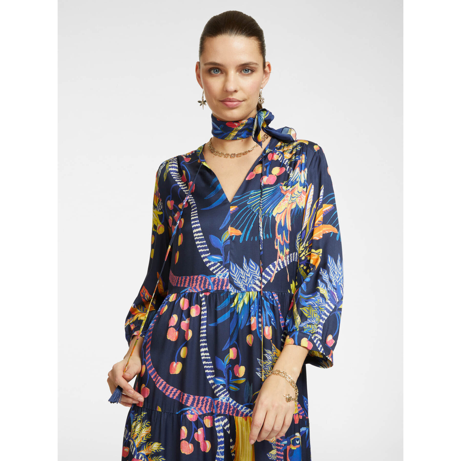 Elena Mirò - Vestido estampado tropical - Azul
