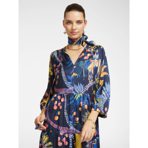 Elena Mirò - Vestido estampado tropical - Azul