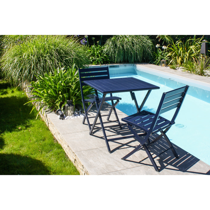 MARIUS - Chaise de jardin pliante en aluminium marine