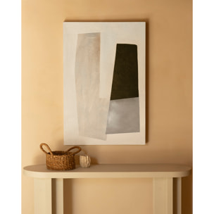 Tableau beige et noir décoratif sur coton avec cadre en bois peint à la main à la peinture à l'huile en différentes tailles