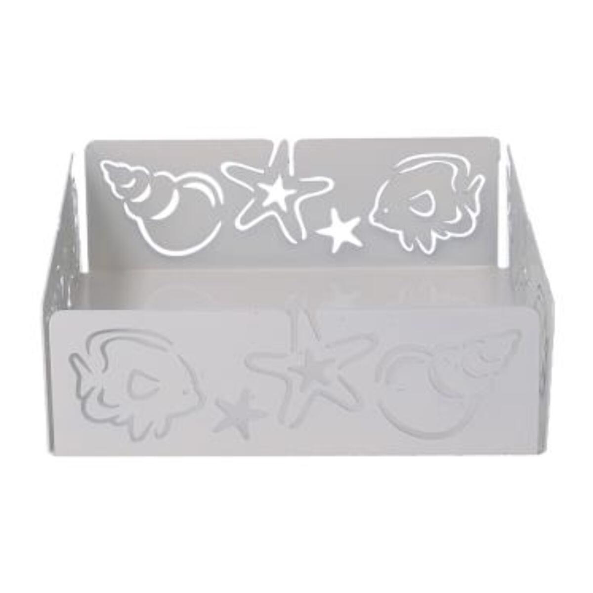 Portatovaglioli in metallo mare bianco quadrato cm16,5x16,5x5,5