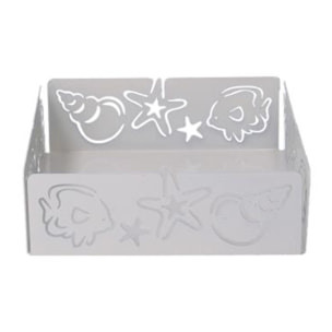 Portatovaglioli in metallo mare bianco quadrato cm16,5x16,5x5,5