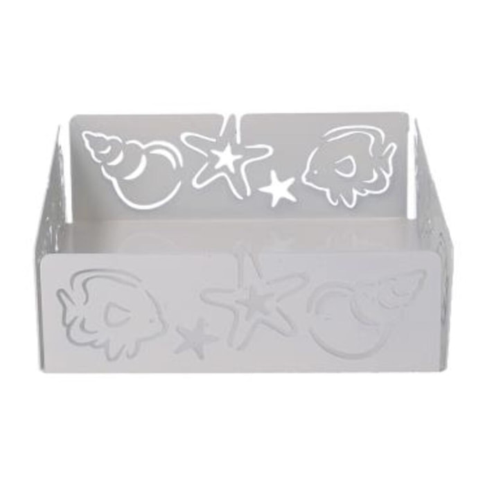 Portatovaglioli in metallo mare bianco quadrato cm16,5x16,5x5,5