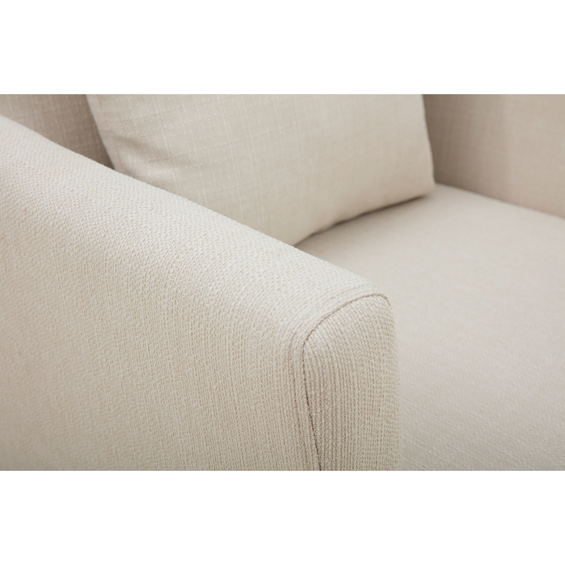Fauteuil scandinave déhoussable en tissu beige et bois clair OSLO