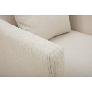 Fauteuil scandinave déhoussable en tissu beige et bois clair OSLO