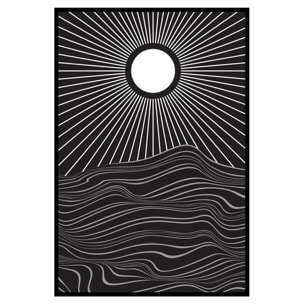 Affiche encadrée abstraite soleil lignes noires Affiche + cadre en métal - Noir