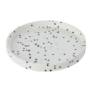 J-Line assiette pois - grès - blanc/noir - small - set de 6