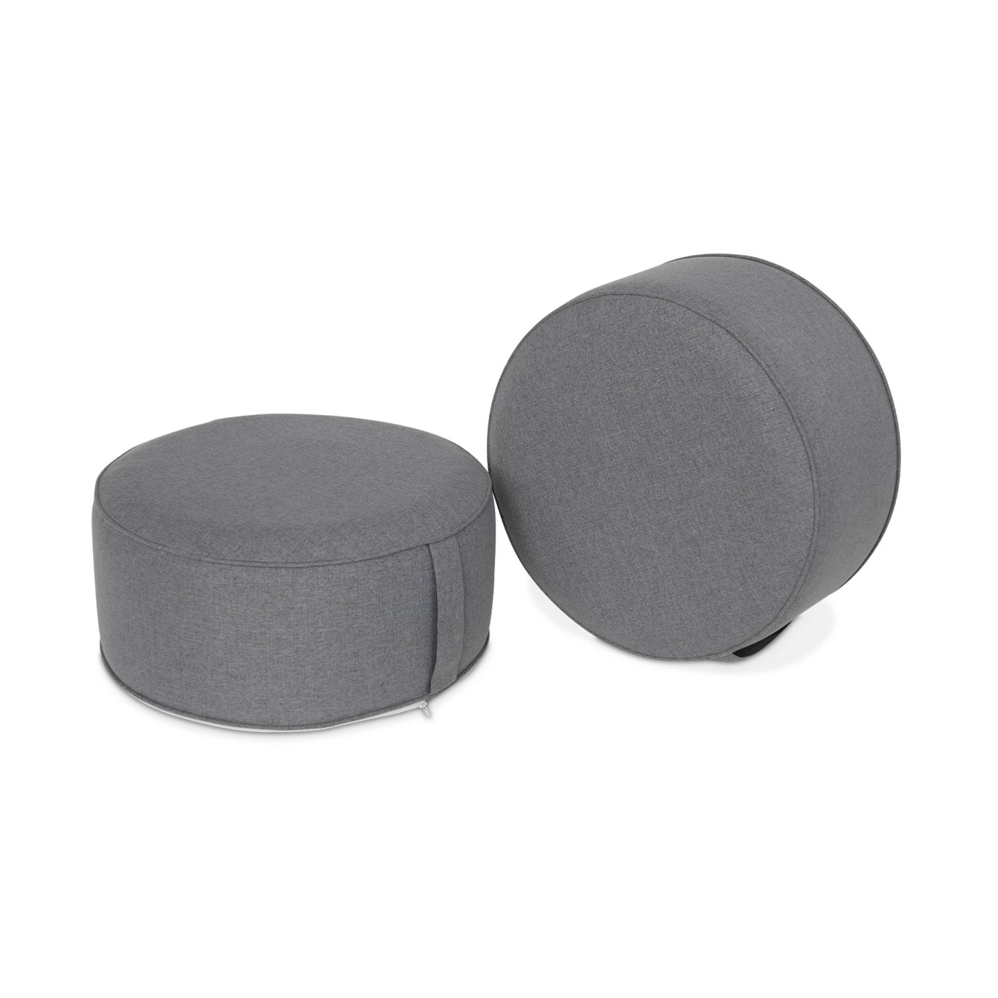 Lot de 2 poufs gonflables et déhoussables gris. intérieur ou extérieur. résistant à l'eau et aux UV avec poignée de transport