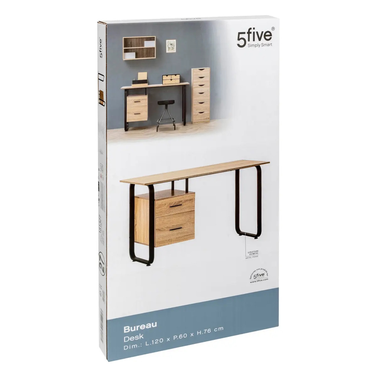 Bureau avec caisson "Bava" effet bois noir