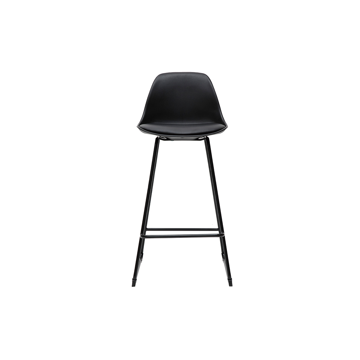 Tabourets de bar design noirs pieds métal 65 cm (lot de 2) FRANZ