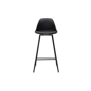 Tabourets de bar design noirs pieds métal 65 cm (lot de 2) FRANZ