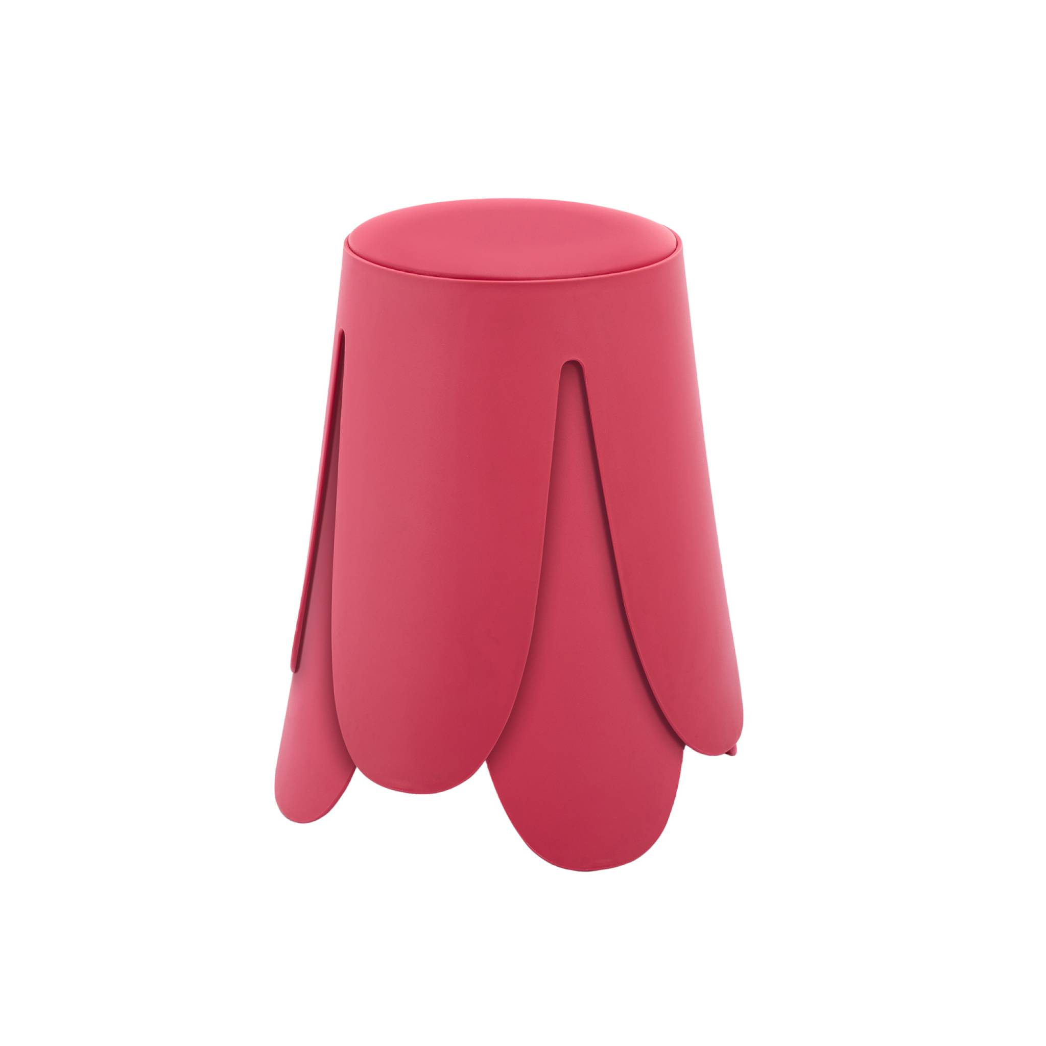 Set de 2 tabourets empilables. simili cuir rose. NIKI. Ø30 / 44 x H46cm