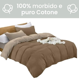 Parure Copripiumino Bicolore Singolo, Set Sacco Copripiumino in Cotone con Federe