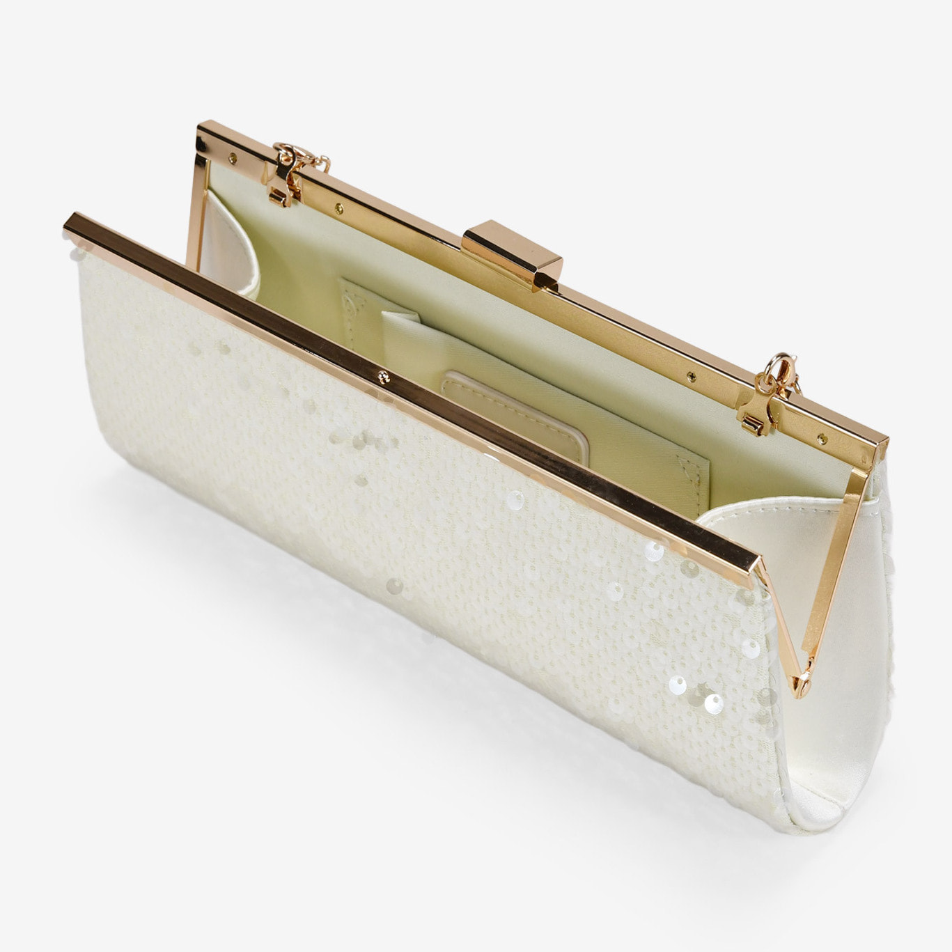 Bolso clutch beige con lentejuelas