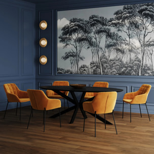 Table ovale 8 personnes en bois de teck recyclé noir 220 cm - Sparo