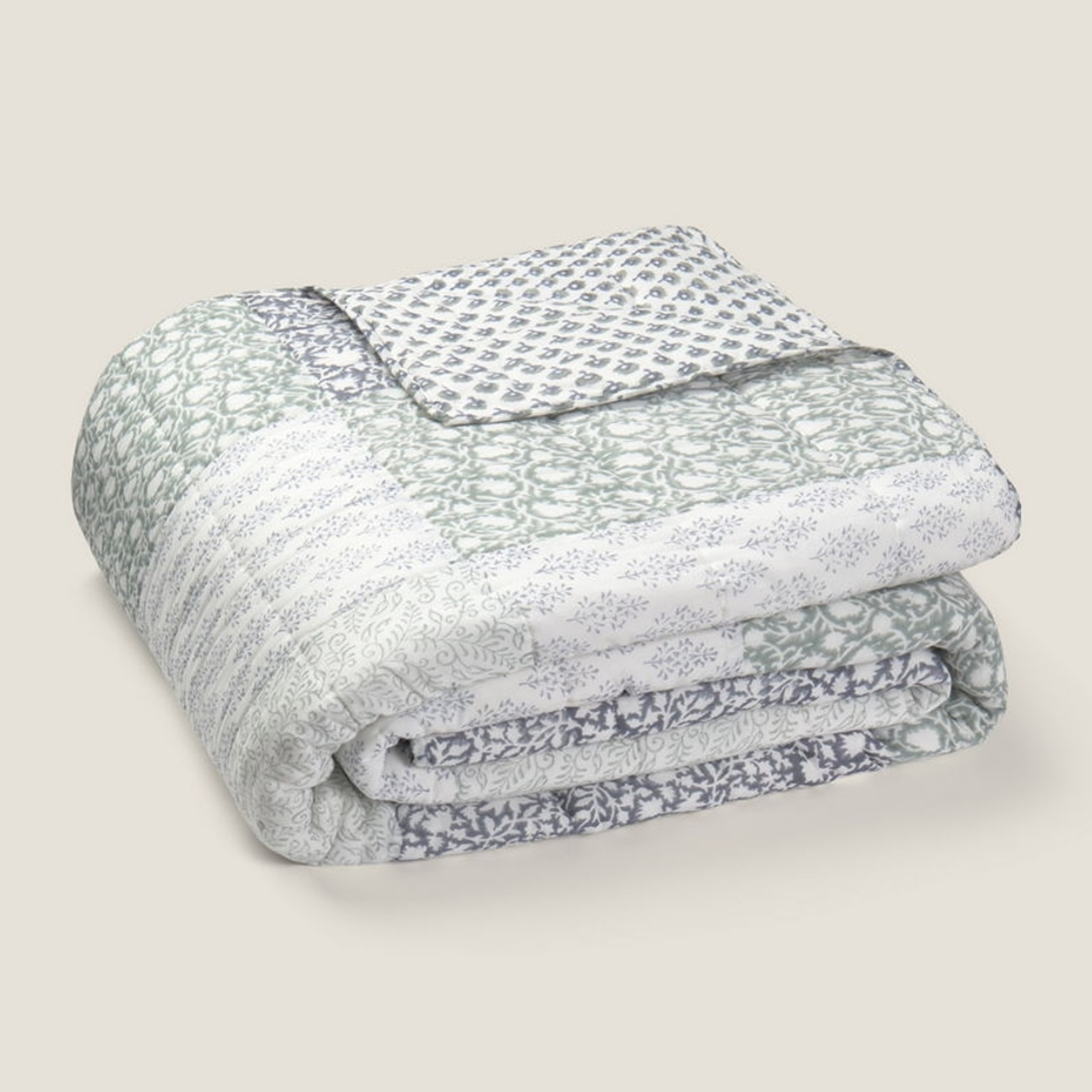 Colcha acolchada patchwork Block color azul 100% Algodón