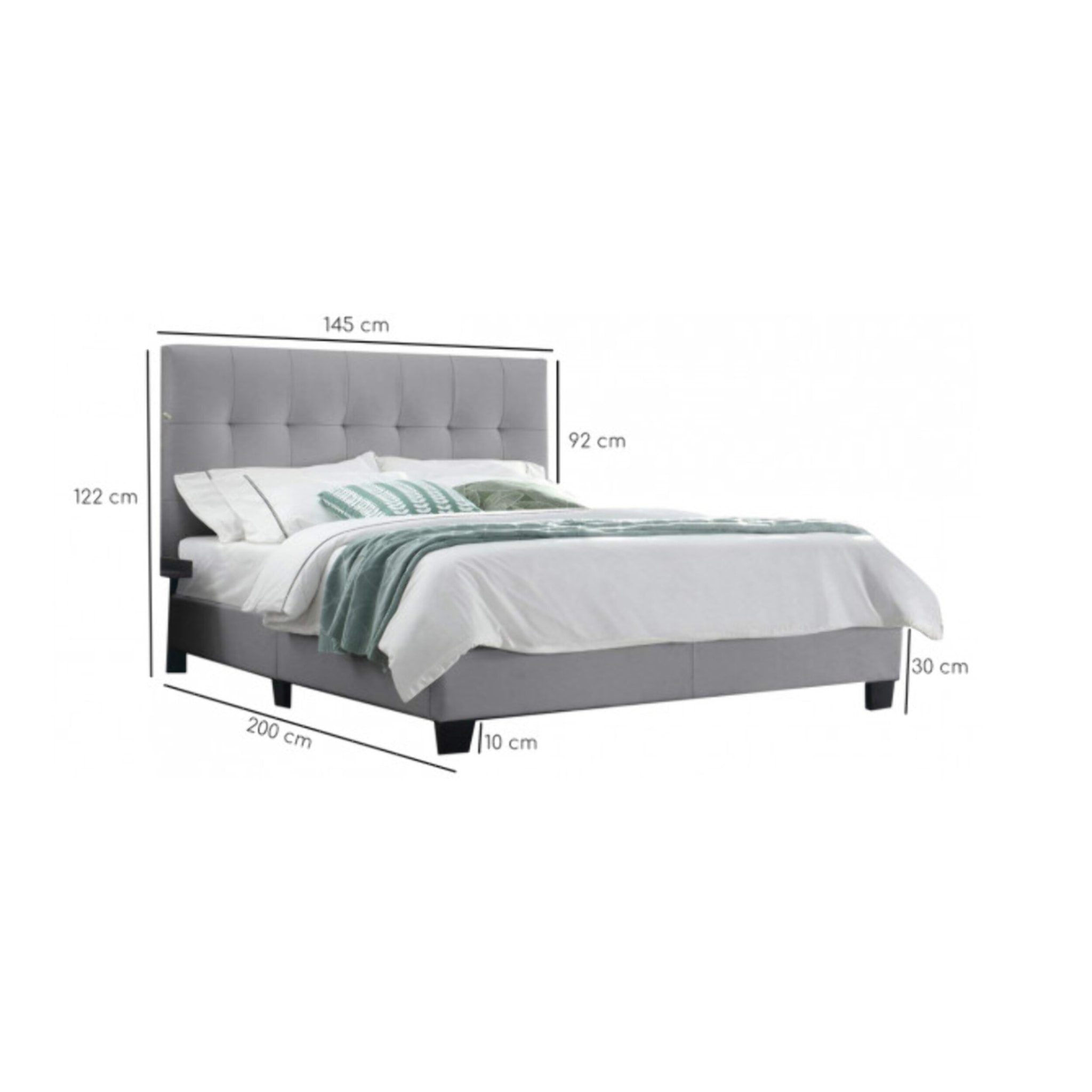 Lit double design capitonné 140x190 cm - BIANCA