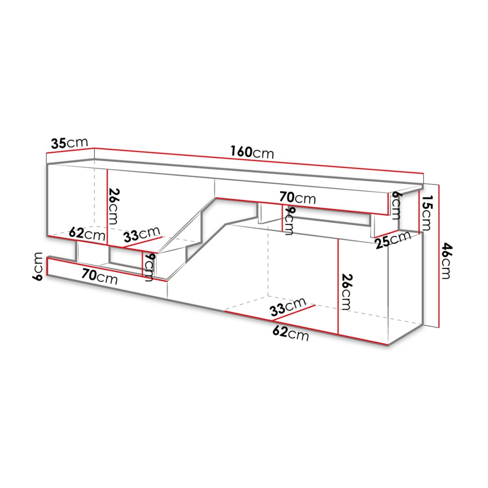 Pitt - meuble TV - 160 cm - style industriel - Bois / Gris