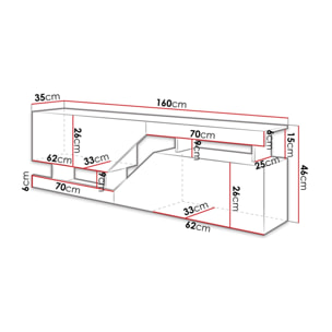 Pitt - meuble TV - 160 cm - style industriel - Bois / Gris