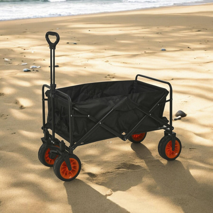 Well Home Carro de Playa Plegable de Acero y Poliéster, Resistente y Espacioso 87x54x59cm