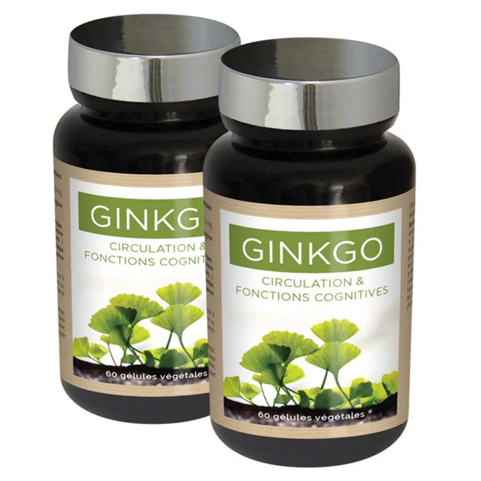 NUTRIEXPERT - Ginkgo Biloba - Préservation mémoire et fonctions cognitives - Soutient la circulation périphérique - Complément Alimentaire Végan - Cure 30 jours - Marque Française - Lot de 2 produits