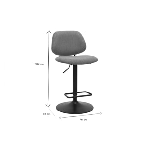 Tabourets de bar relevables design en tissu effet velours texturé terre brûlée et métal noir BARNET (lot de 2)