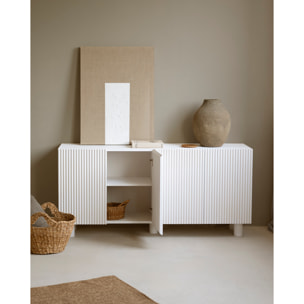 Buffet en bois de sapin et pin en ton blanc 152x42cm Hauteur: 71 Longueur: 152 Largeur: 42